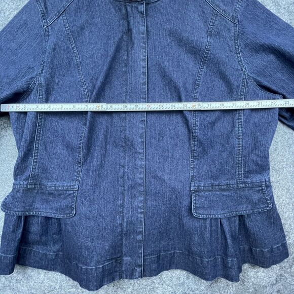 Ruby Rd. Woman Blouse 16W Denim Jacket Boho Chic Beaded Hippy Peplum Retro - Picture 5 of 7